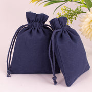 Custom Jewelry Packaging Pouch, Coins, Herbal and Cosmetic Products Packaging Pouch, Drawstring Pouch With Brand Logo (Navy Blue, Pack Of 100)-CraftJaipur